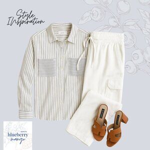Free Assembly Linen Blend Cargo Pants White | Size Small